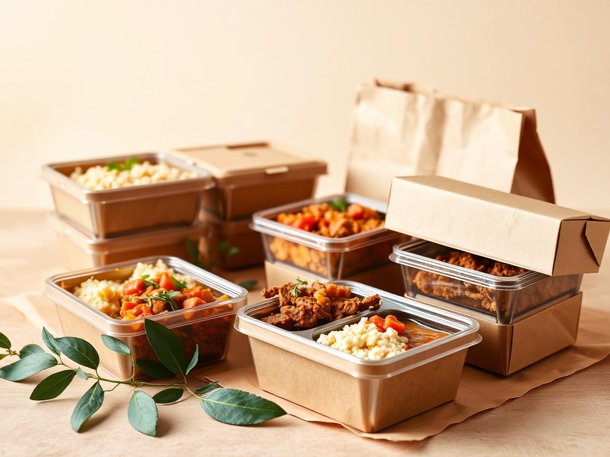 Packed homemade meal boxes ready for delivery
