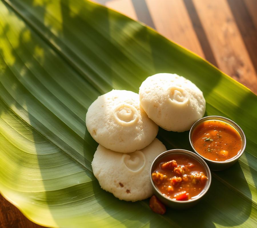 Idli with chutney