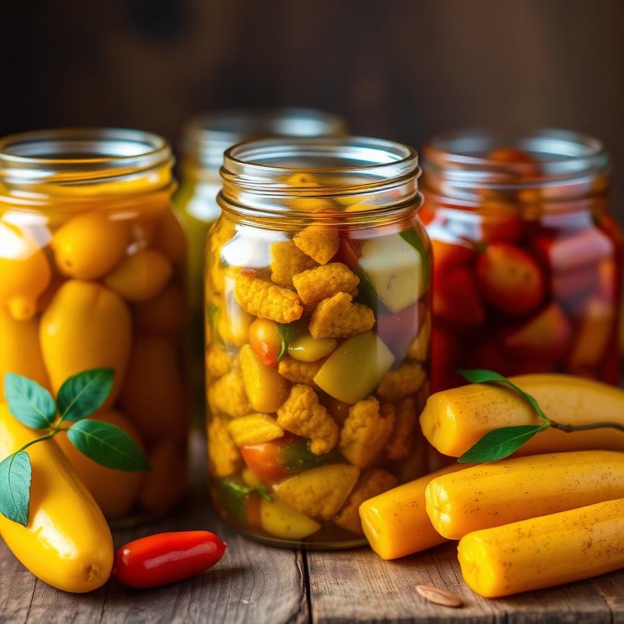 Homemade pickles in jars