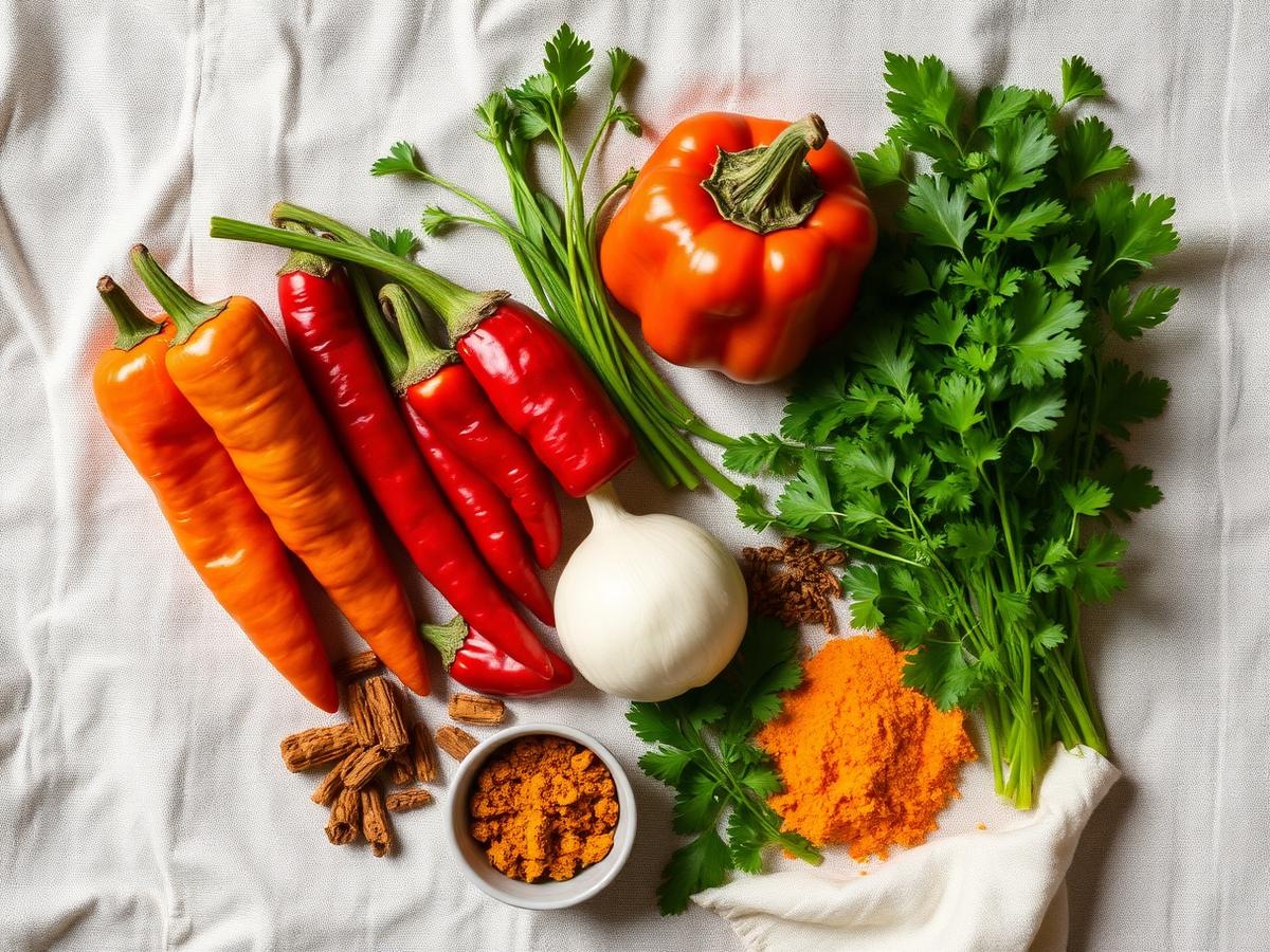 Fresh vegetables and spices